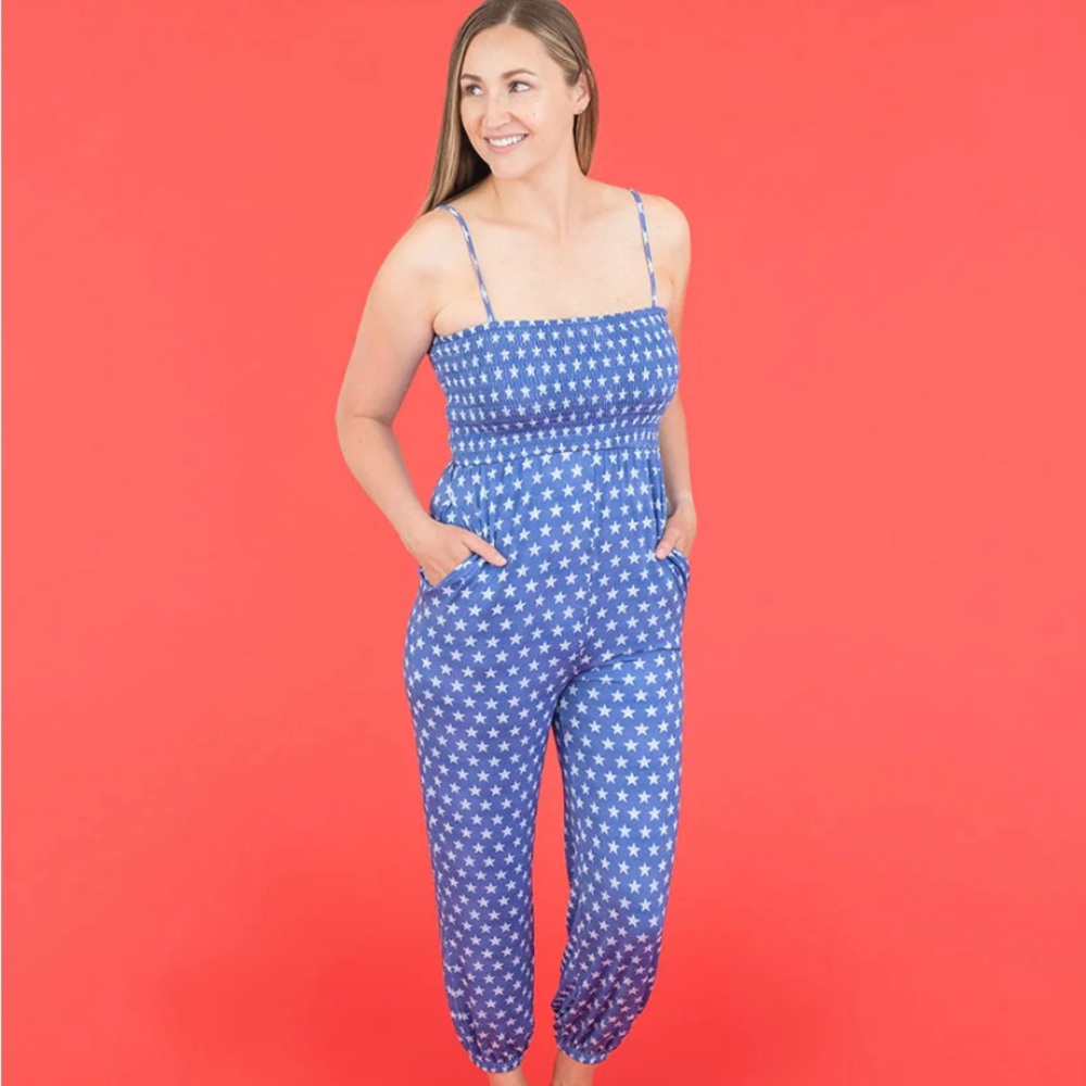 COPY - Posh Peanut “Stars” Smocked Sleeveless Jumpsuit